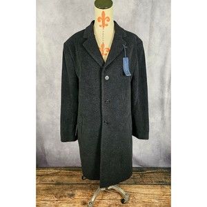 NWT Hathaway Platinum Mens 44R Cashmere Wool Blend Italy Woven Coat Charcoal